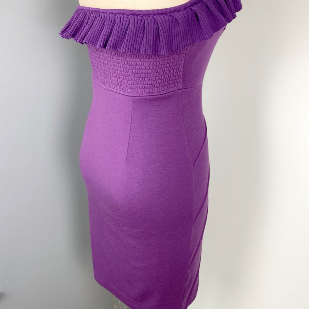 Catherine Malandrino Women's Strapless Wool Dress Purple Size M - Picture 4 of 14